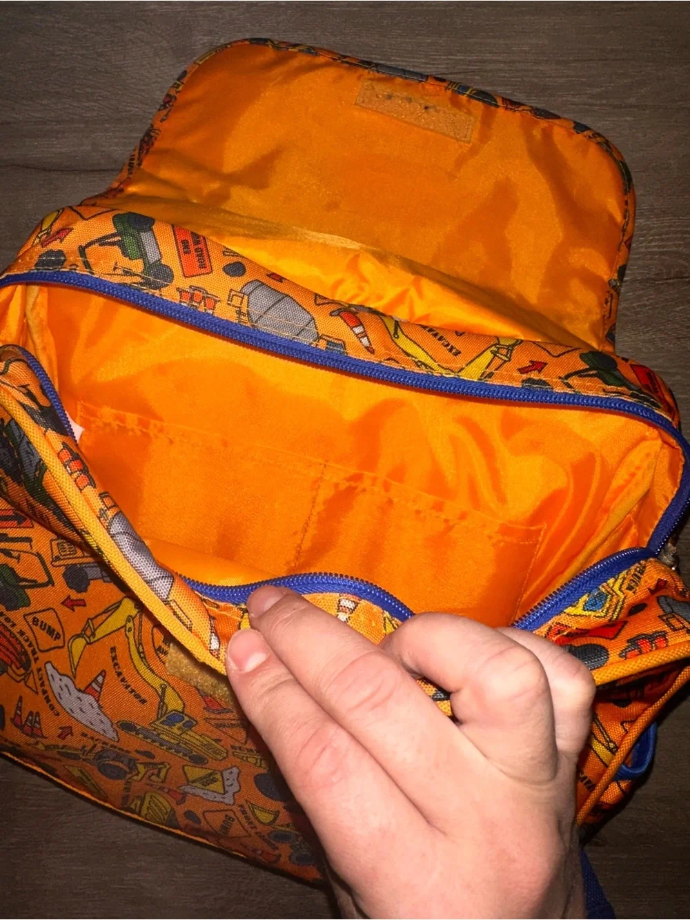 Bixbee Orange Construction Trucks Backpack and Lunchbox Set